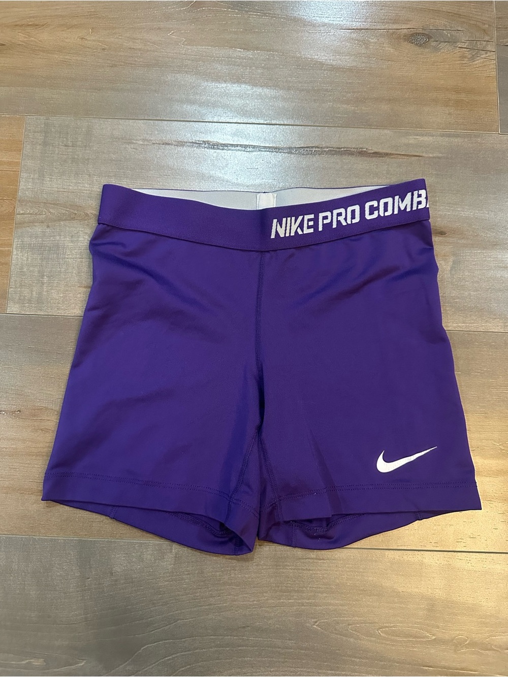 Nike Purple Compression Training Shorts with White Swoosh